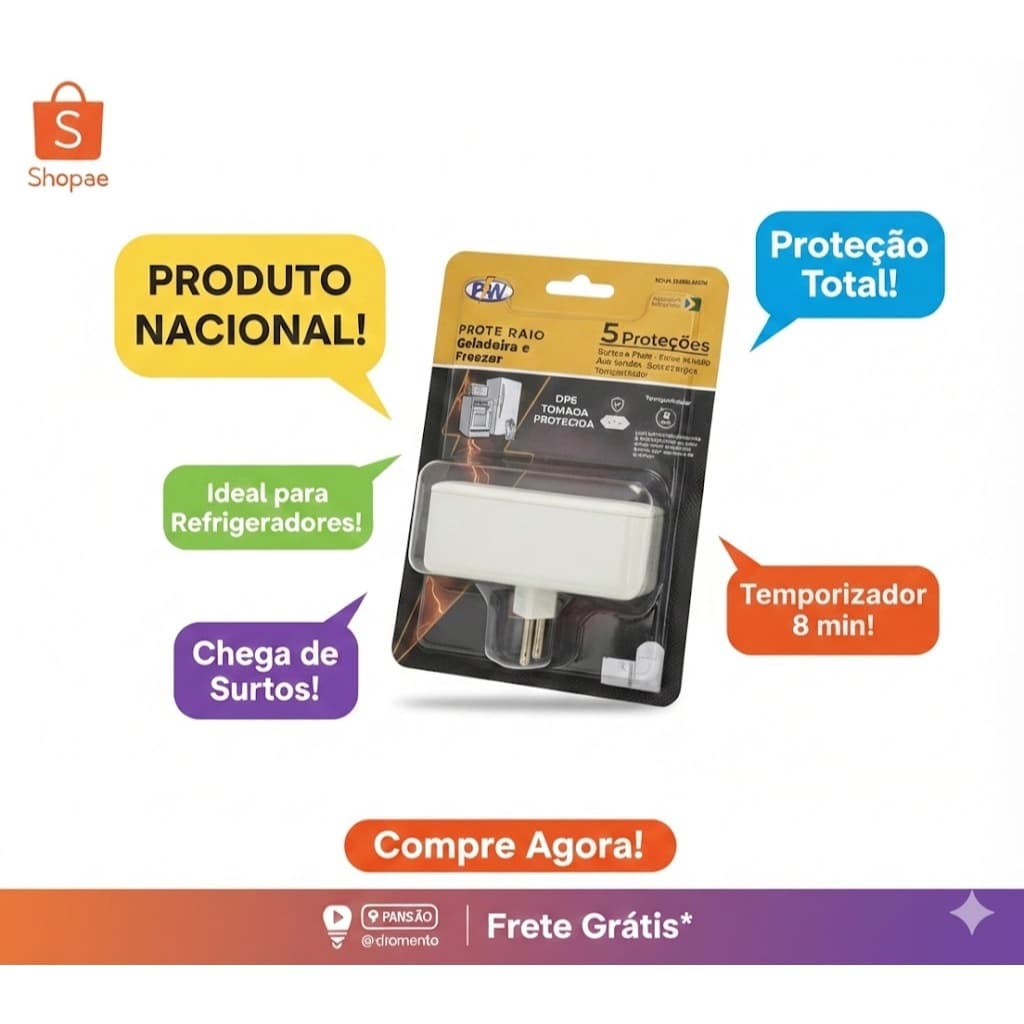 Protetor De Geladeira Freezer Quedas De Energia Raios PW - Protetor Pw Para Freezer E Geladeira