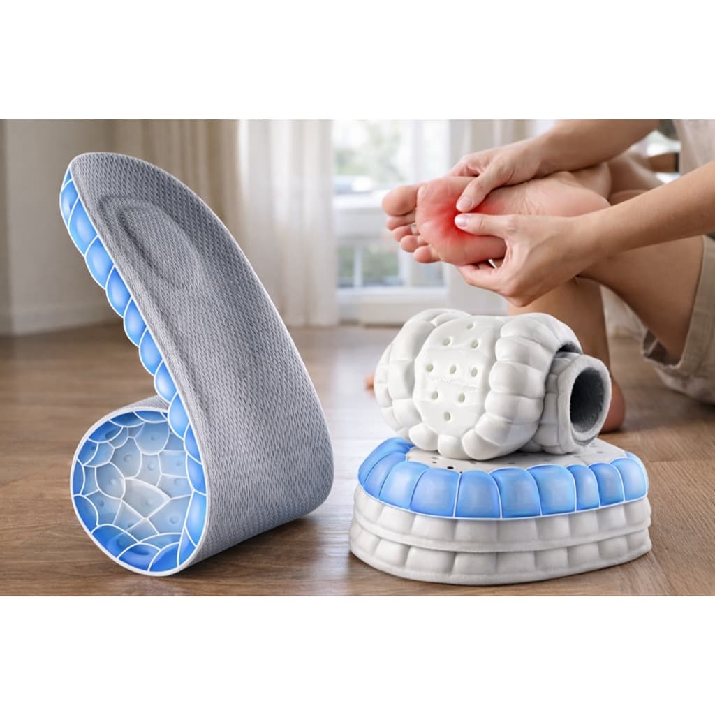 Palmilha 4D para tênis – látex com amortecimento e antiderrapante – respirável, confortável e redutor de impacto