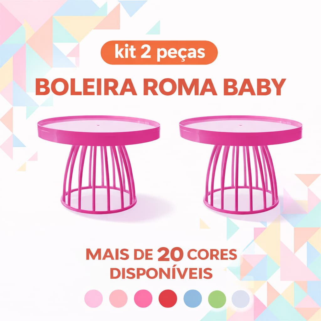 KIT 2 PEÇAS BOLEIRA ROMA BABY 18 CM para Decoração eventos e festa infantil, Bolo e Doces