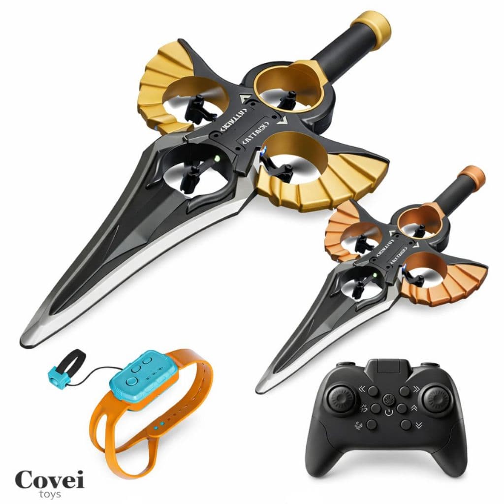 Espada Voadora RC 2.4G 4 Eixos 360 Graus Drone Infantil Controle Remoto Acrobacias Aéreas Recarregável