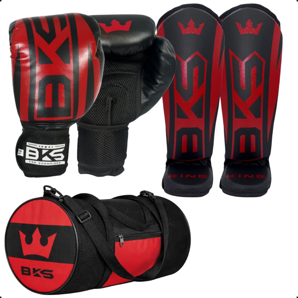 Kit Luva De Boxe Kickboxing Muay Thai + Caneleira + Bolsa Espaçosa Com Bolso