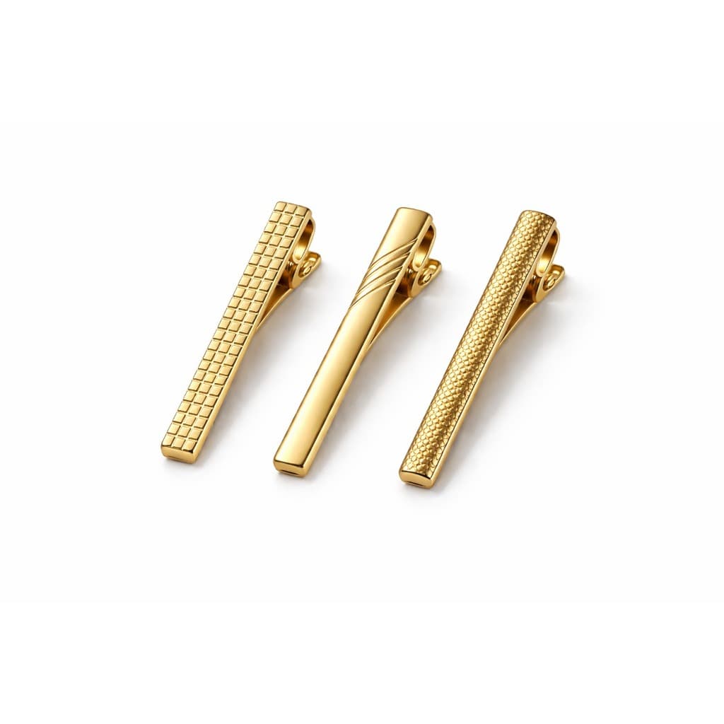 Kit 3 Prendedor De Gravata Slim e Semi Slim Material de Qualidade Aço Prata e Dourado