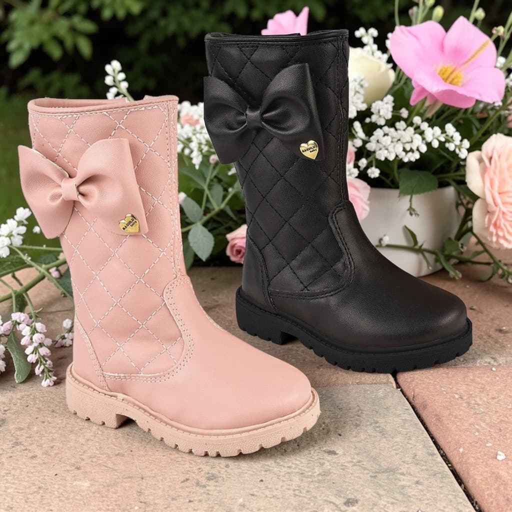 Bota Feminina Confortável Infantil Matelassê Cano Longo Confortável Original