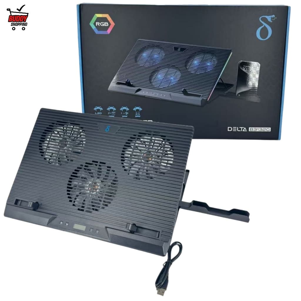 BASE GAMER PARA NOTEBOOK RGB | 9-15" 3 Ventoinhas Silenciosas USB