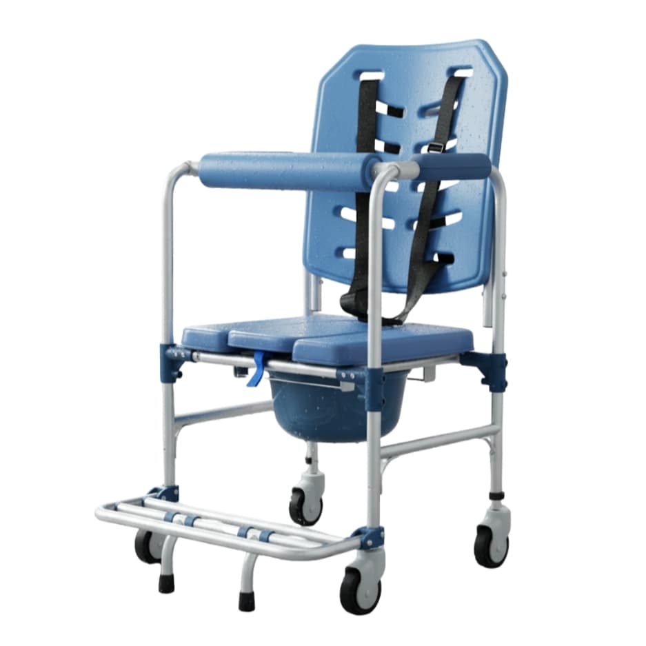 Cadeira De Banho Reforçada 150kg Square Supermedy Com Rodas