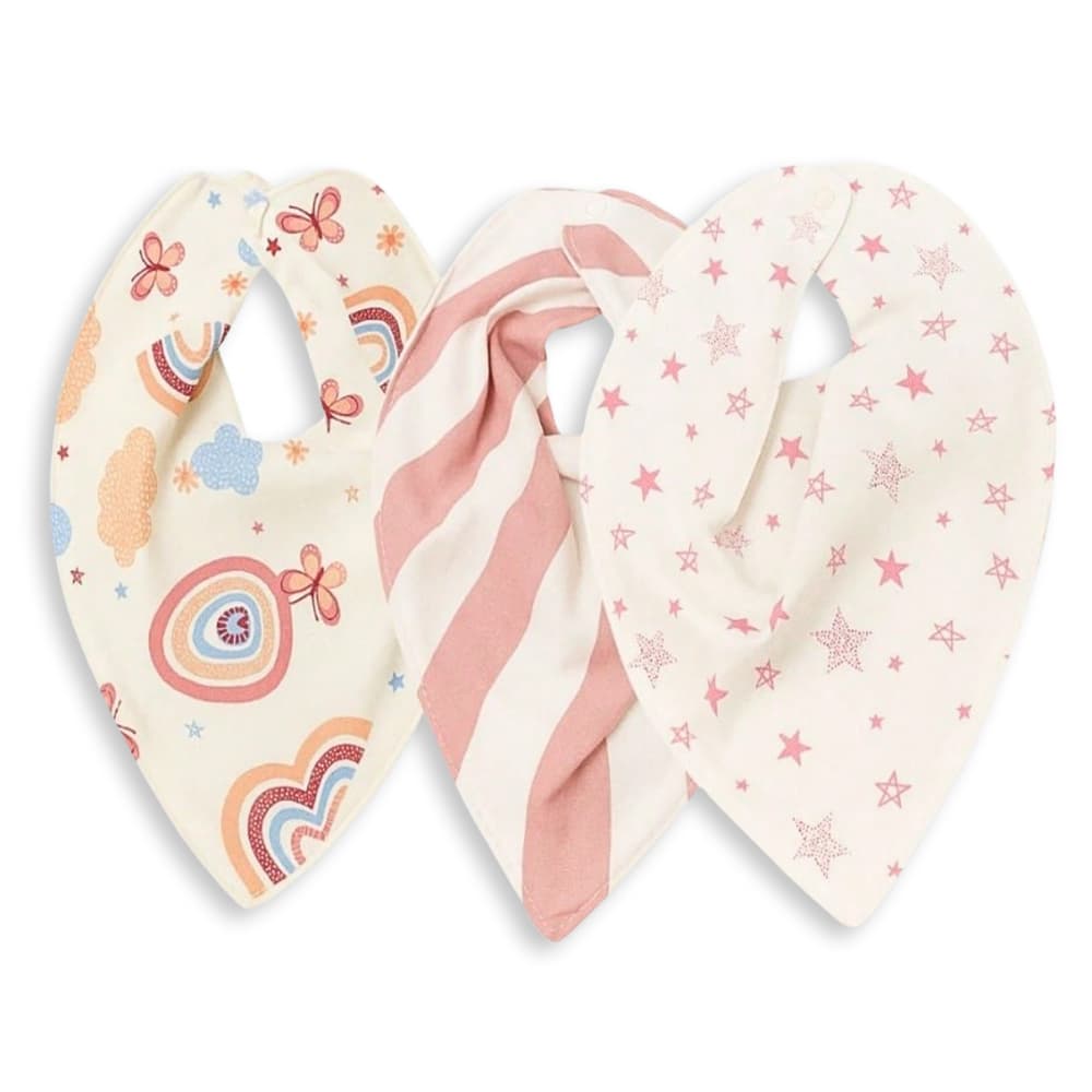 Babador Bandana Bebê Algodão Premium Estampas Sortidos Menino Menina – 1, Kit 3 ou 6 Unidades | Brubrelel Baby