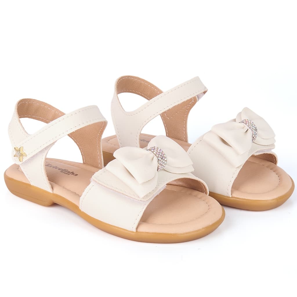 Sandália Infantil Menina Bebê Casual Velcro Ajustável Enfeite Laço Leve Macia Confortável 17 ao 27