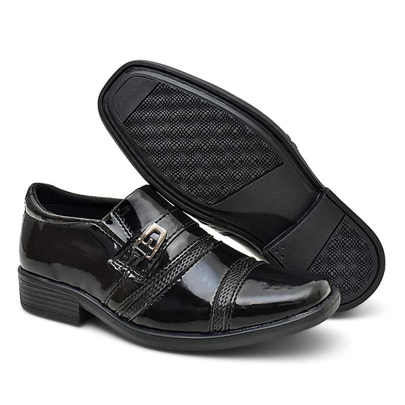 Sapato Social Infantil Preto Confortável Antiderrapante Festa Escola Elegante