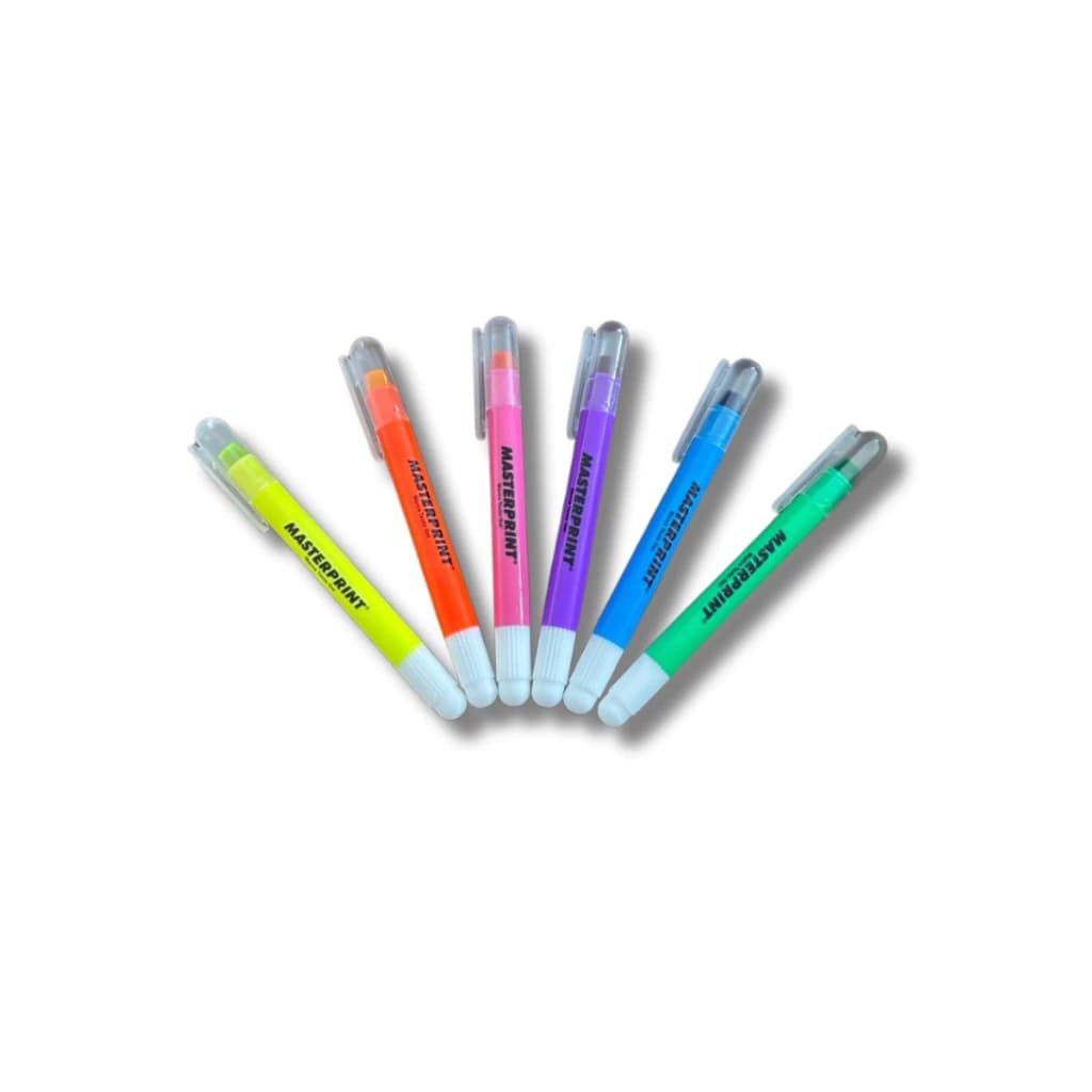 Kit 6 Canetas Marca Texto em Gel Masterprint – Não Mancha Ideal para Bíblia Vade Mecum e Estudos