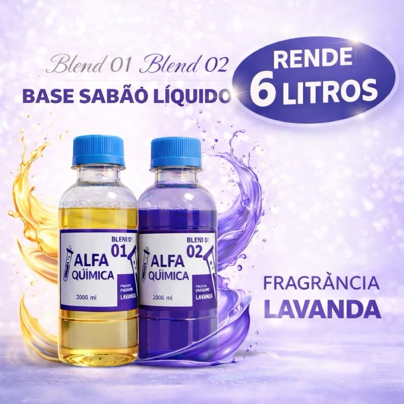 BLEND BASE SABÃO LÍQUIDO LILAS LAVANDA 2X200ML CONCENTRADO - RENDE 6 LITROS