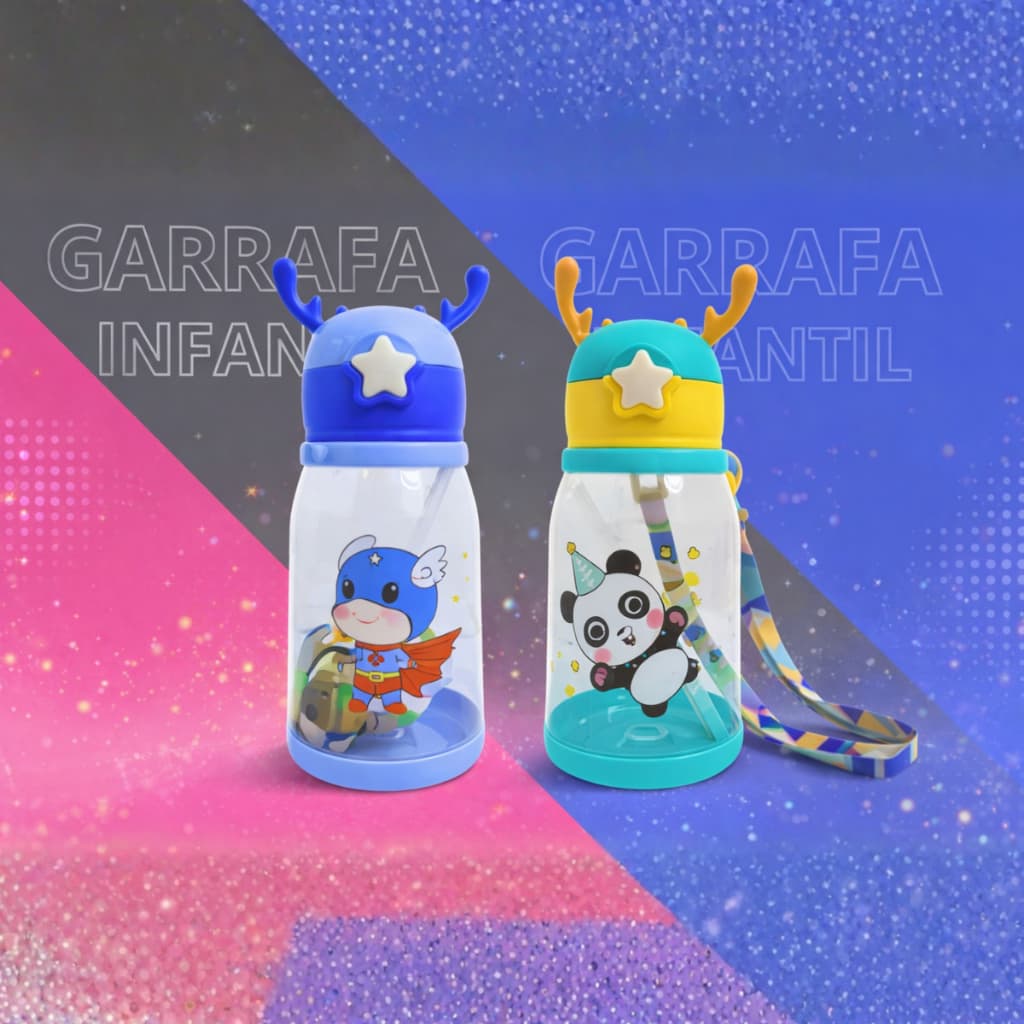 Kit 2 de Garrafa Infantil Alce com Adesivo Grifado 600ml