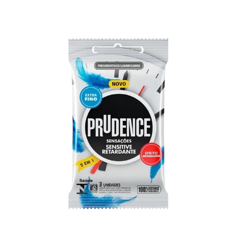 Preservativo Prudence Sensitive Retardante Extra Fino 2 em 1 – 3 Unidades | Efeito Prolongado