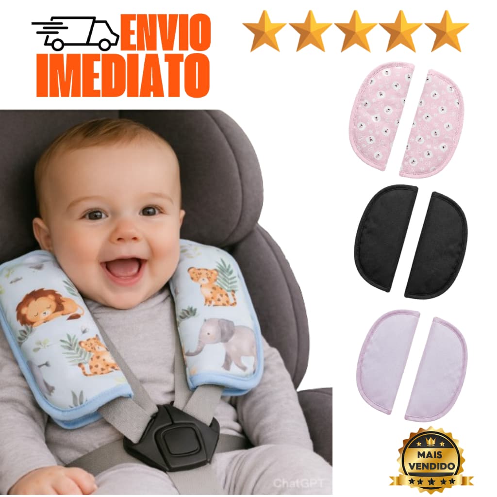 Protetor Cinto de Segurança Para Bebê Conforto Cadeirinha Carrinho Macio 2 Peças Ajustavel