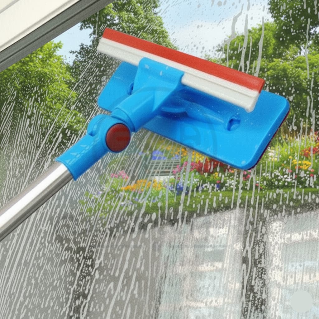 Rodo Extensível Limpa Vidro e Janela 2 em 1 com Esponja Limpa Espelho e Varanda Mágico