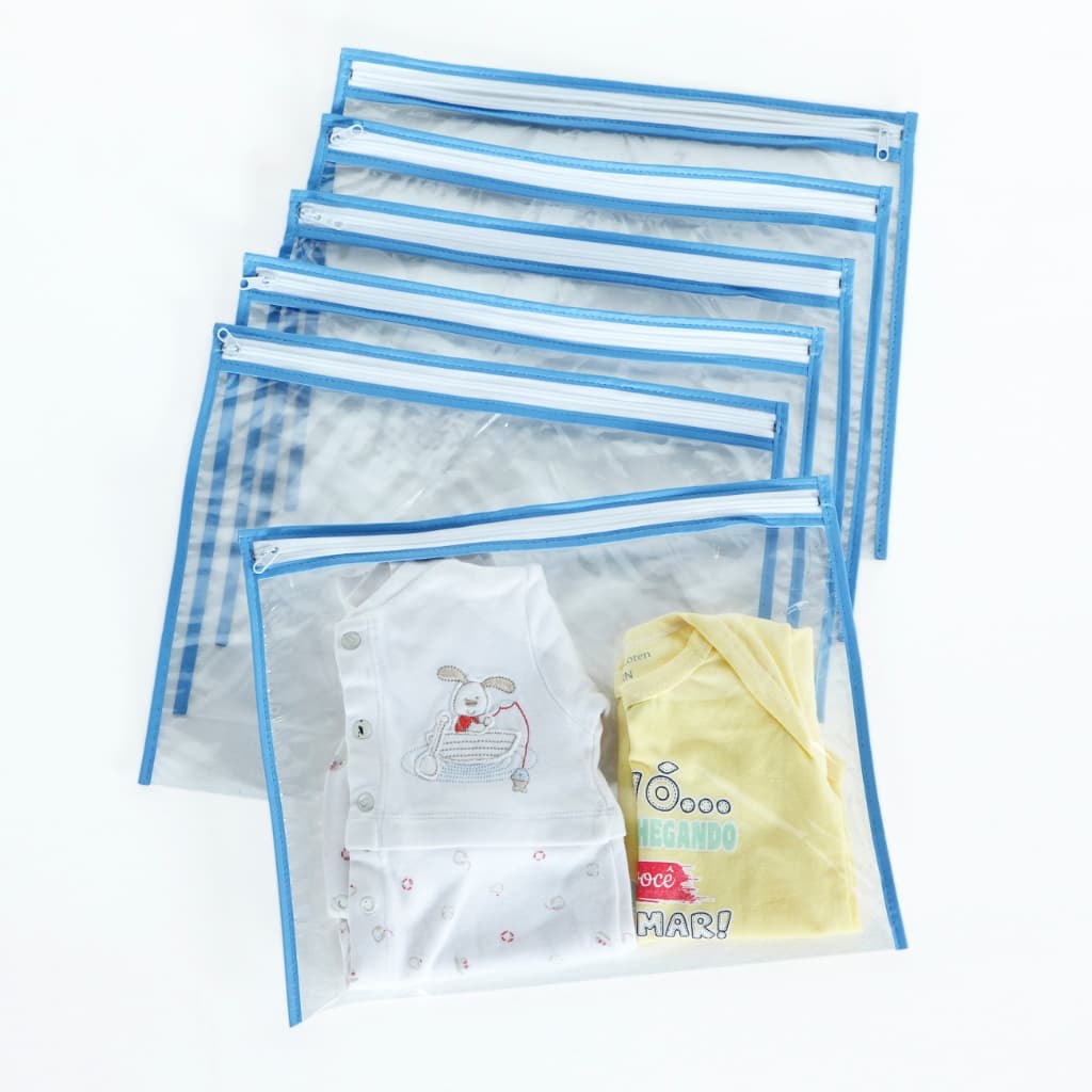 KIT 05 Saquinhos Maternidade Organizador Viagem Mala Bebê Transparente