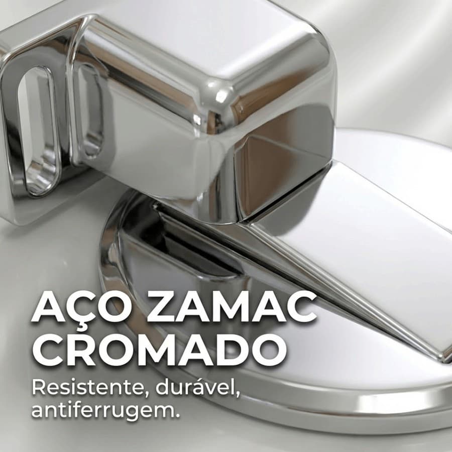 Prendedor Trava de Porta Magnético Slim Cromado Autoadesivo