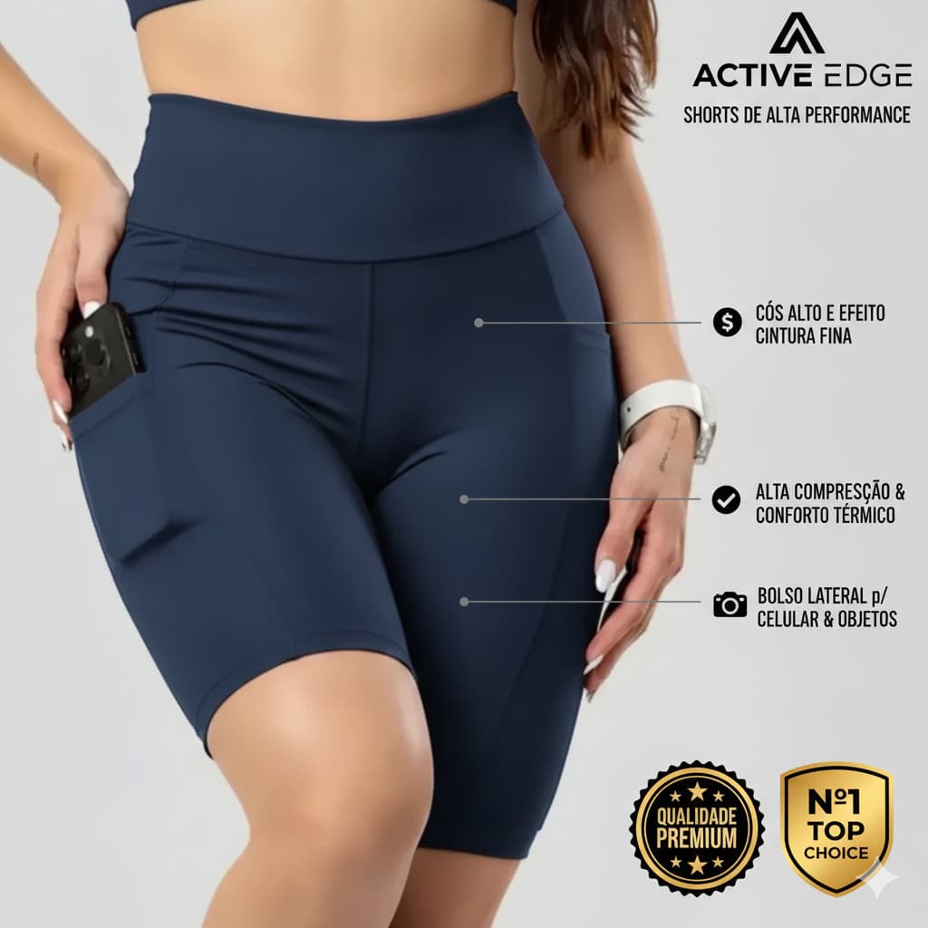 Short Bermuda c/ bolso para corrida caminhada Academia Feminino Fitness