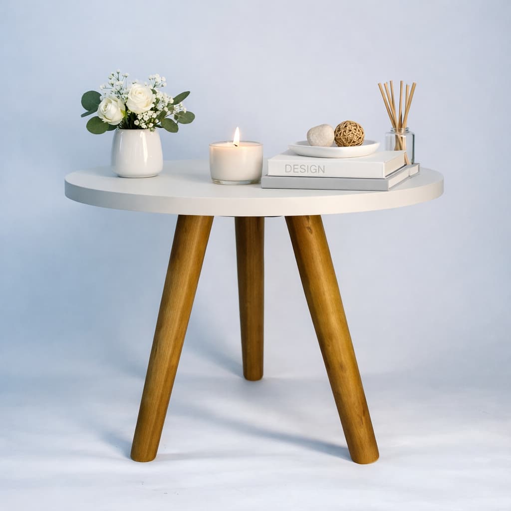 Mesa Canto Pé Palito Tripe Redonda Fosca Mesinha 35X30