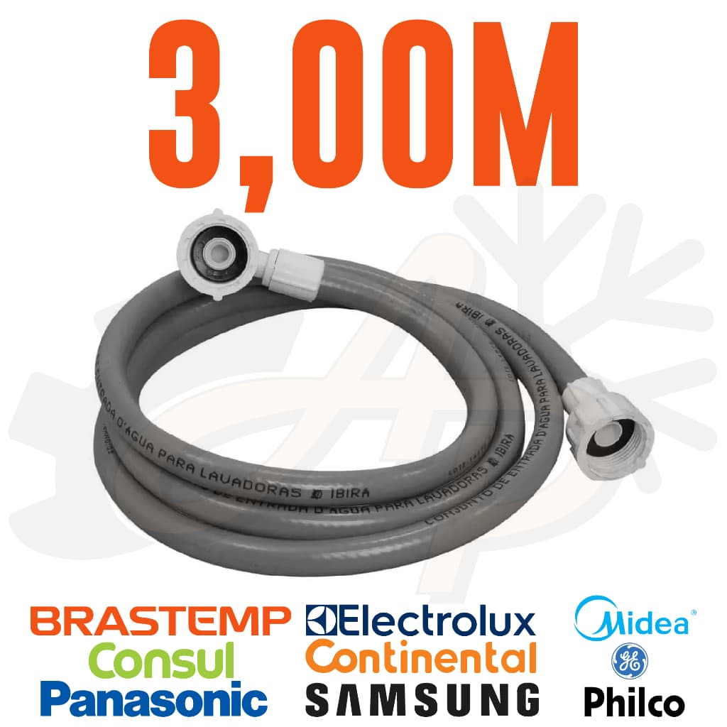 Mangueira De Entrada De Água 3 Metros Para Maquinas De Lavar entrada universal