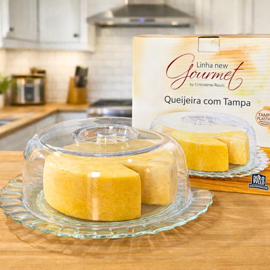 Queijeira com Prato de Vidro 24cm e Tampa Plástica-Ruvolo