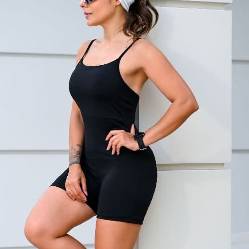 Macaquinho Fitness Feminino LUNA FIT Alça Fina e Costas Cruzadas Ioga Academia Corrida