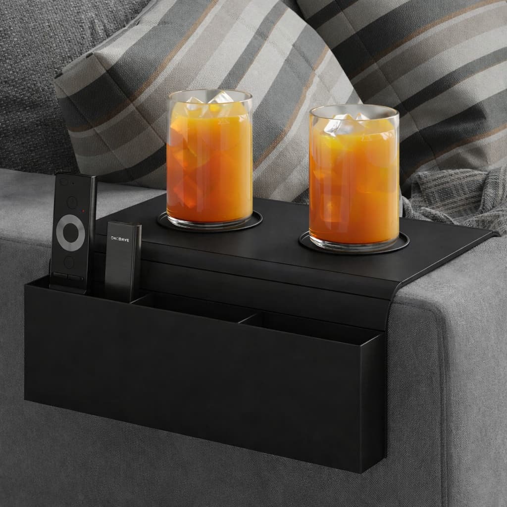 Esteira Porta Controle Copo Mdf Apoio Braço Sofá Madeira