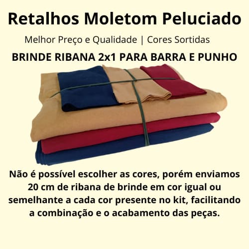Retalhos de Moletom Peluciado Cores Sortidas – Alta Qualidade - Ideal para Calças, Casacos e Conjuntos.