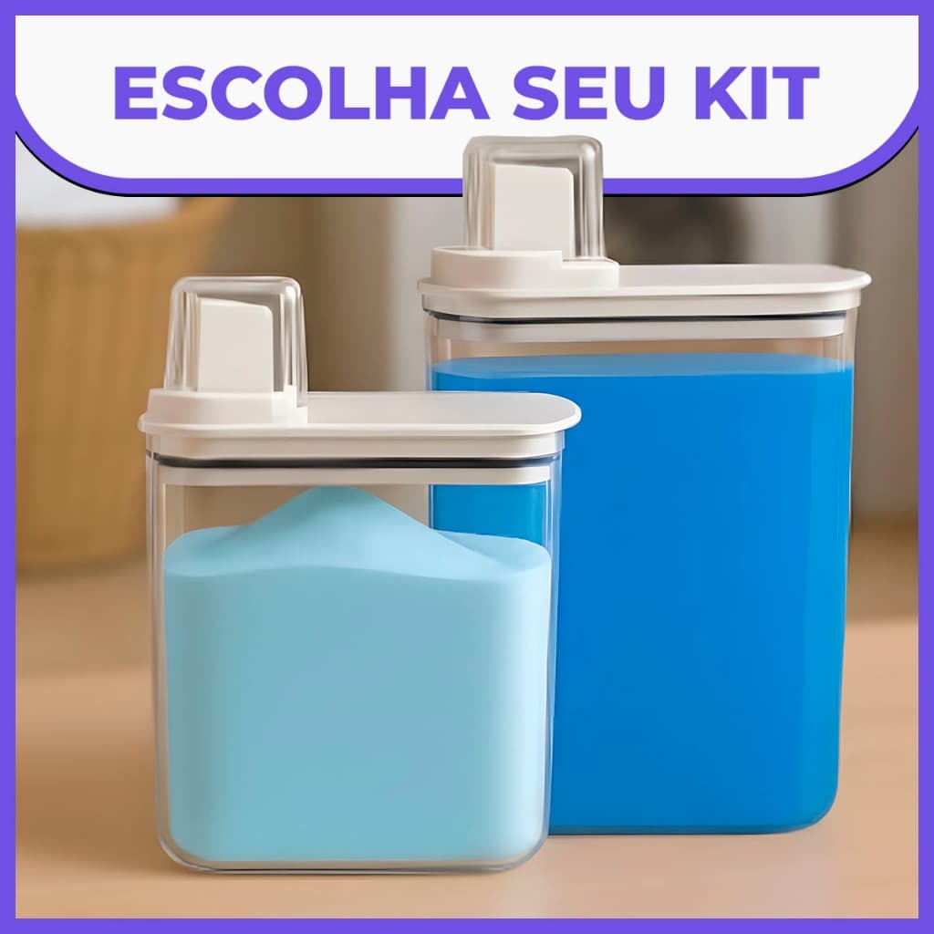 Kit Dispenser Organizador Lavanderia 2,3 litros 1,5 Litros Acrílico (AMACIANTE, SABÃO)
