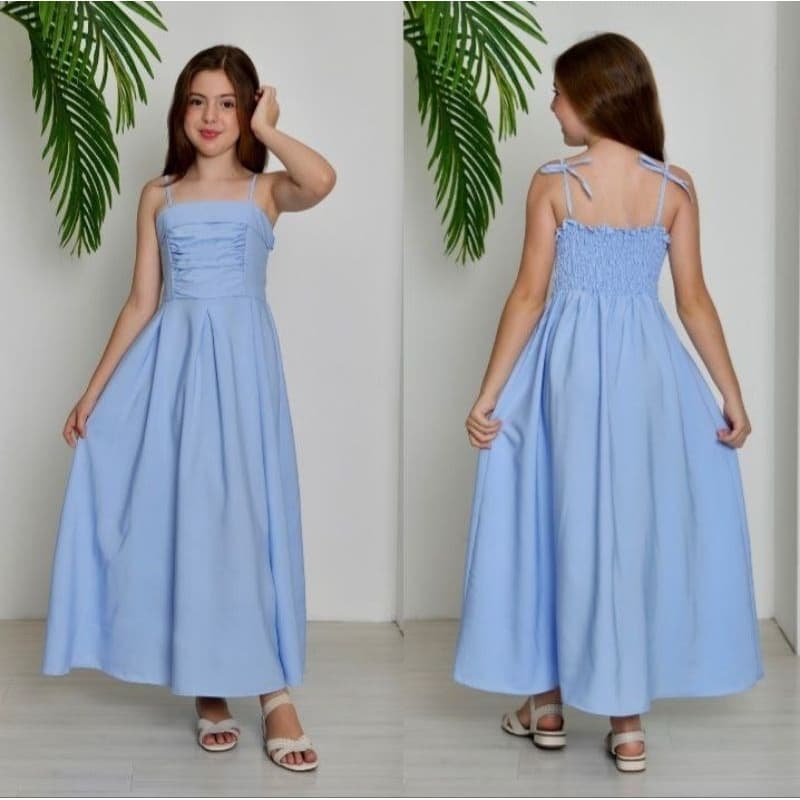 Vestido Longo feminino Infanto Juvenil Franciele Elastex Nas Costas