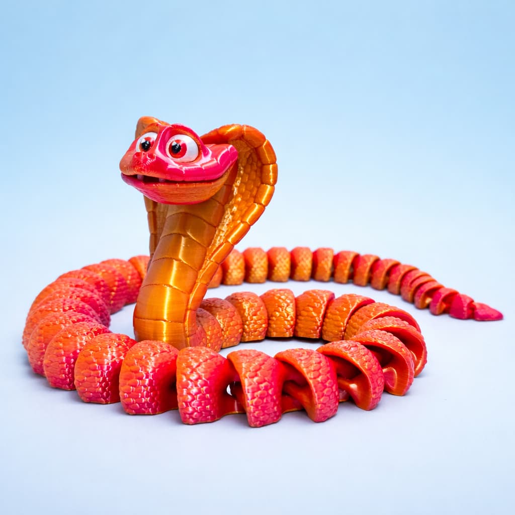 King Cobra Articulada 3D Flexível Antiestresse em PLA – Fidget Decorativo Presente Criativo