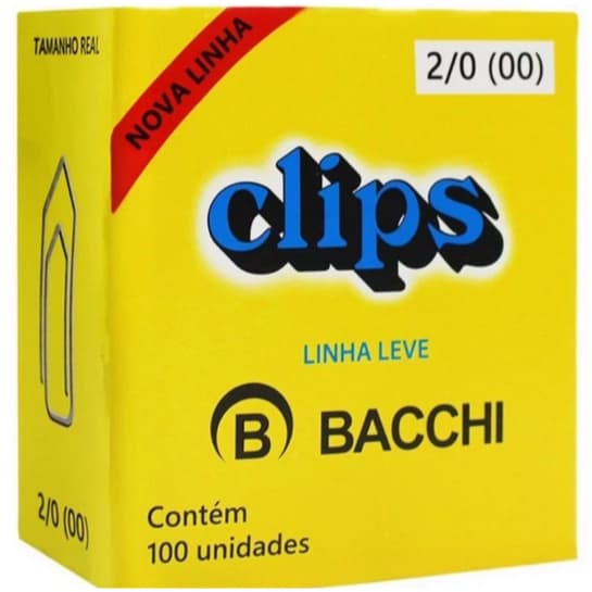 Clips para papel Bacchi 2/0 com 100 unidades linha leve Galvanizados