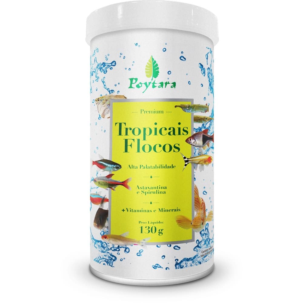 Alimento Completo em Flocos 130g para Peixes Tropicais – Nutrição diária balanceada, realce de cores e fácil digestão