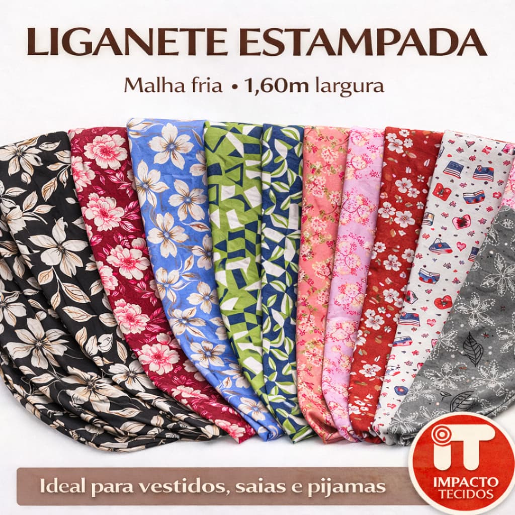Tecido Liganete estampada Malha fria 1m x1,60m varias estampas