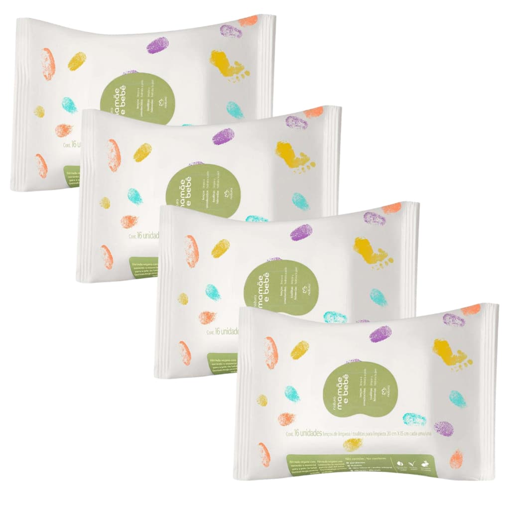Natura Mamae Bebe Lencos Umedecidos com Fragrância 16 folhas
