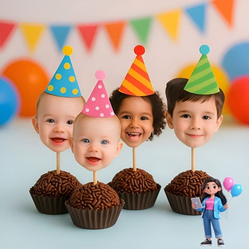 TAG Aplique de docinhos com foto personalizado - Adulto ou infantil