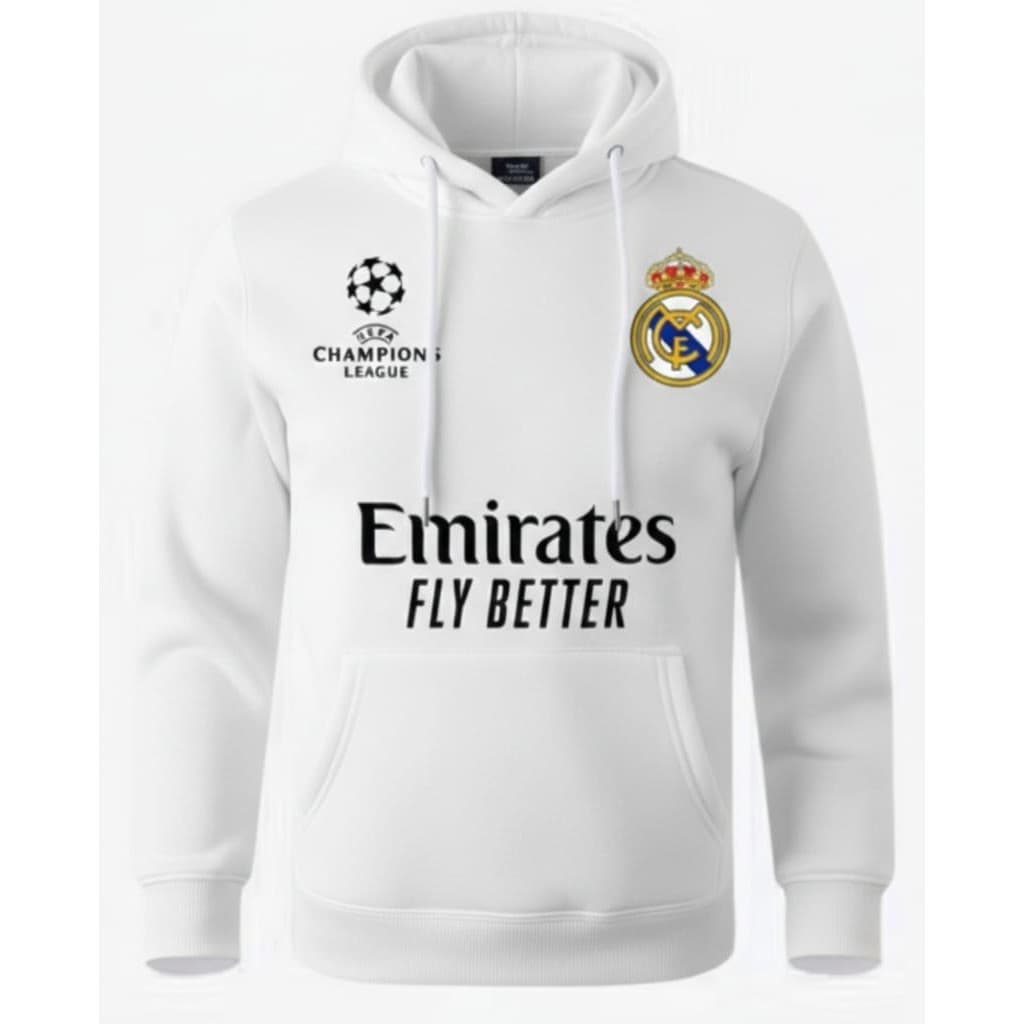 Moletom Canguru Blusa De Frio Unissex Estampado Real Madrid Champions