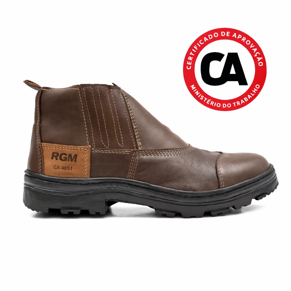 Botina Masculina de Couro Legítimo Sola de Borracha Antiderrapante Bota de Segurança Com CA Envio Imediato