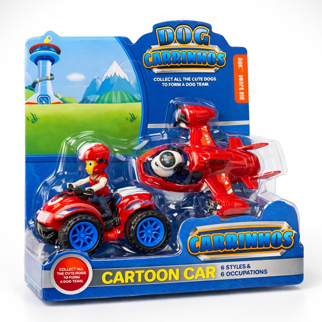 Kit Com 2 Patrulha Canina Carrinhos Brinquedos Corrida Infantil Criança Presente Coleção