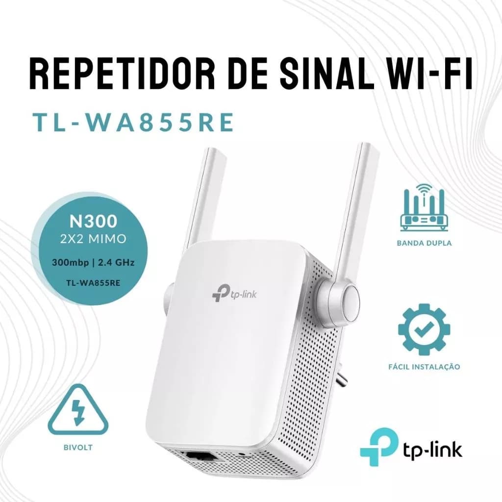 Repetidor Tp Link 855 Extensor de internet Wifi 300 Mbps Original C/ NF fácil configuração - 2026
