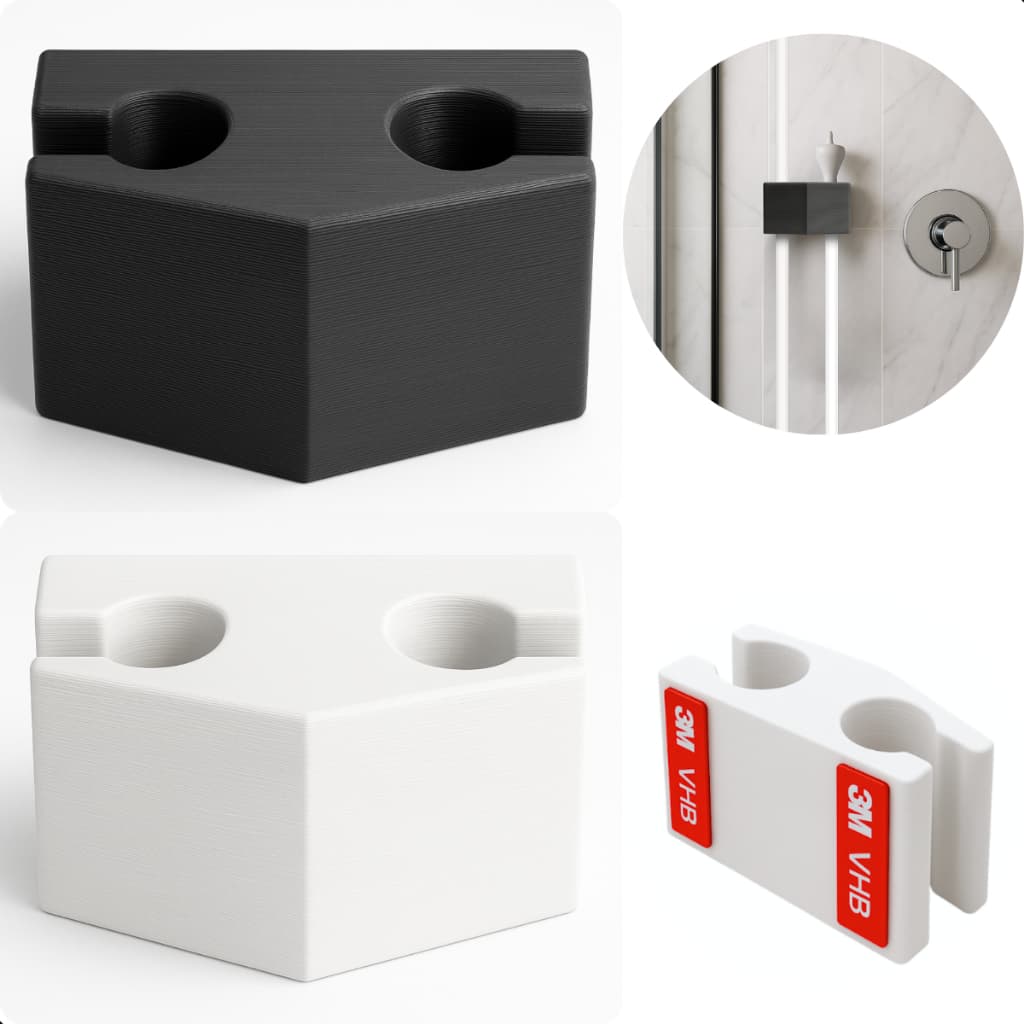 Suporte Encaixe Duplo Mangueirinha Chuveirinho Ducha Banheiro Fita Dupla Face 3m Universal