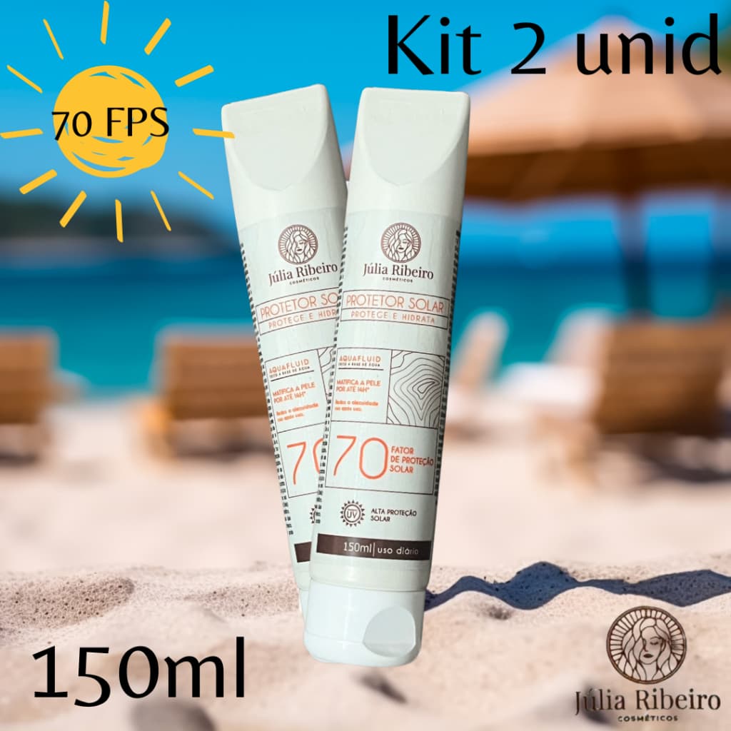COMBO com 2 Protetores Solar FPS 70 – 150ml Cada | Toque Seco, Antioleosidade | Rosto e Corpo
