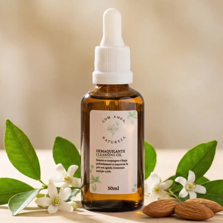 Cleansing Oil Demaquilante Vegano Natural – 50 ml | Remove Maquiagem, Limpa e Hidrata a pele