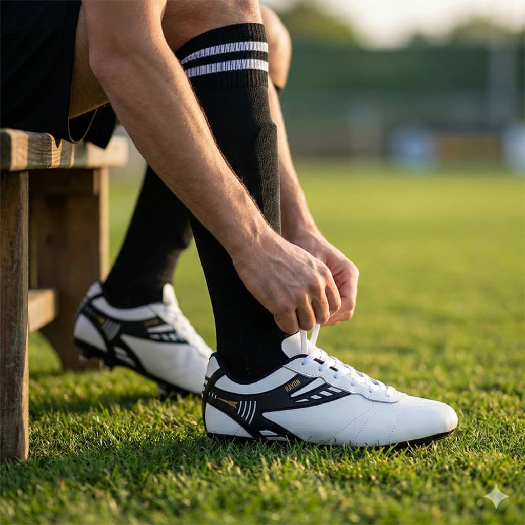 Chuteira Masculino Unissex Rayon em Couro Legitimo Campo Trava Resistente Costurada  Original Campo Grama 37 ao 43