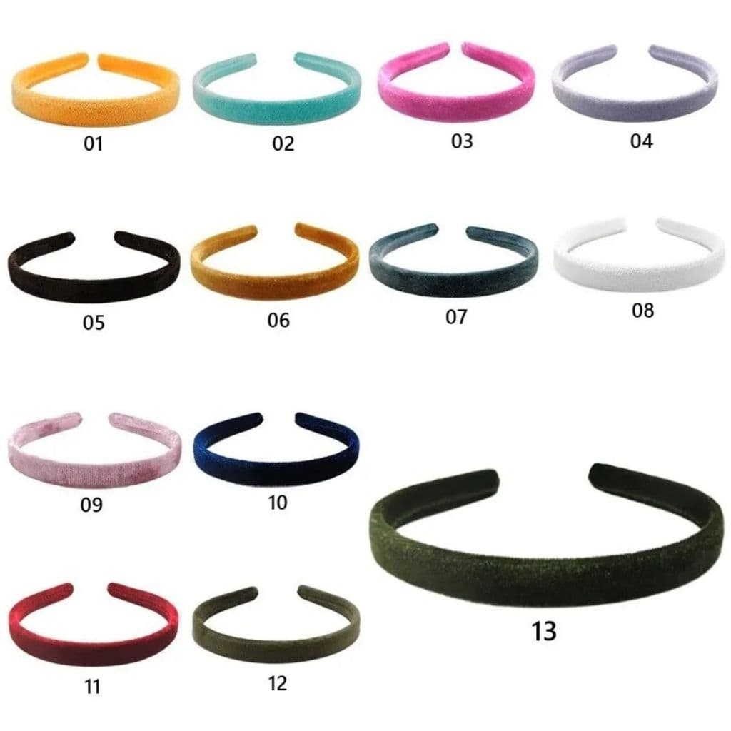 01 Tiara Arquinho Veludo Lisa Montagem Acessórios Cabelo 15mm/1,5cm