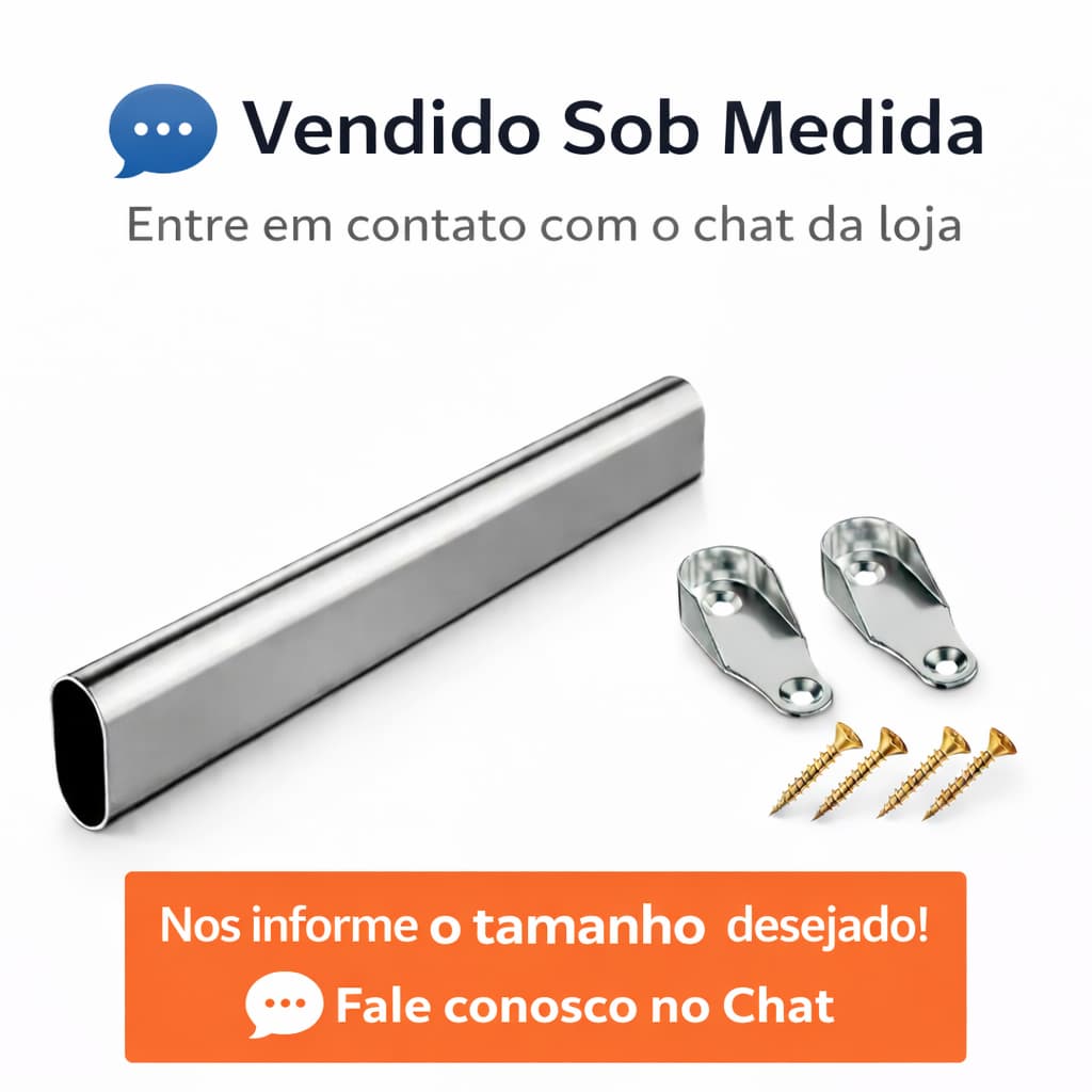 Tubo Cabideiro Oblongo Oval Com Suporte Guarda Roupa Kit de Montagem