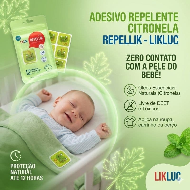 Adesivo Repelente Repellik Citronela Infantil Mosquito Pernilongo Natural 12un Likluc
