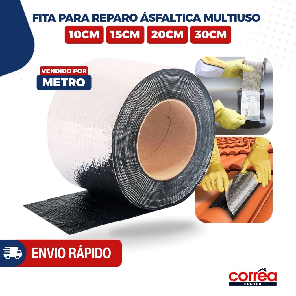 Fita Aluminio Vedação Vazamentos Veda Tudo Trincas Laje Telhado Telhas 10cm, 15cm, 20cm e 30cm