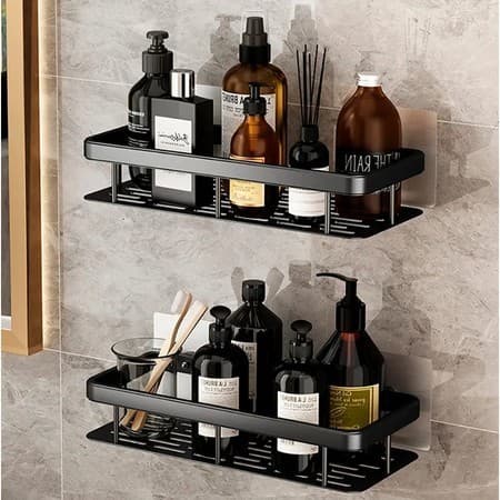 KIT Suporte de Parede com Adesivo para Shampoo e Condicionador – Instalação Sem Furar