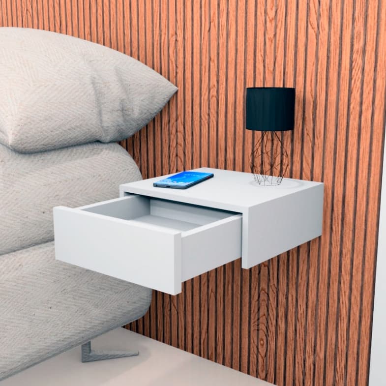 Mesa de Cabeceira Suspensa com Gaveta Decorativo