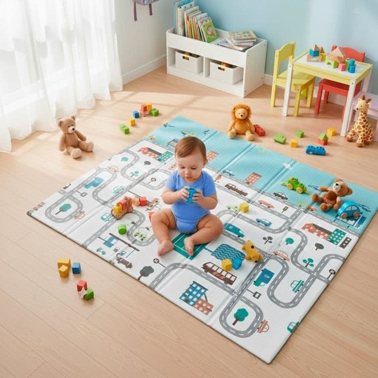 Tapete Infantil Emborrachado Térmico Antiderrapante Dobrável Dupla Face